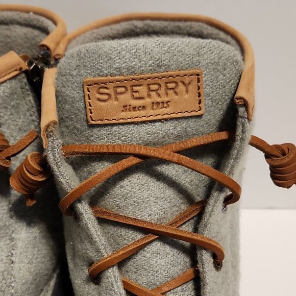 Women's Sperry Saltwater Duck Rain Boot Wool Embossed Thinsulate Gray US Size 9 - Picture 6 of 11